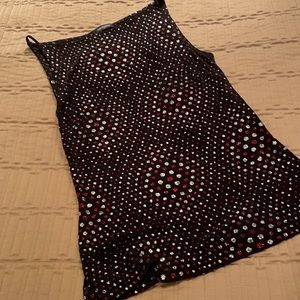 Eyeshadow Black Camisole with Red and silver pattern